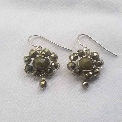 Pyrite flower earrings