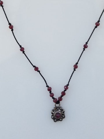 Garnet silk necklace