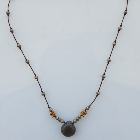 Grey Moonstone silk necklace