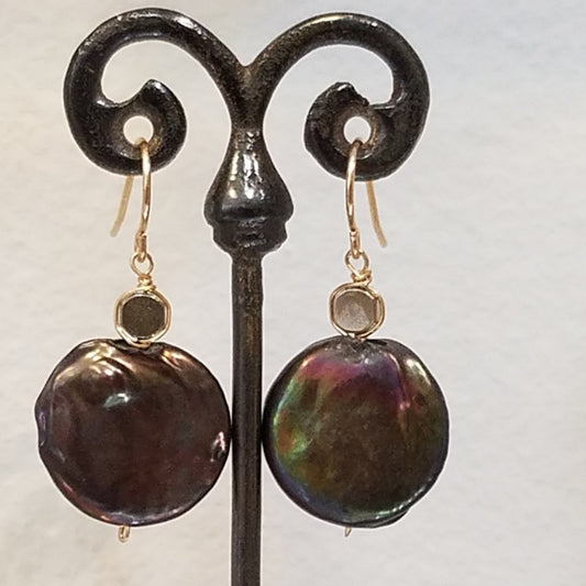 Coin pearl earrings