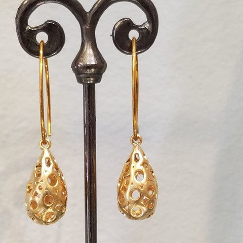 Contemporary gold drop earrings