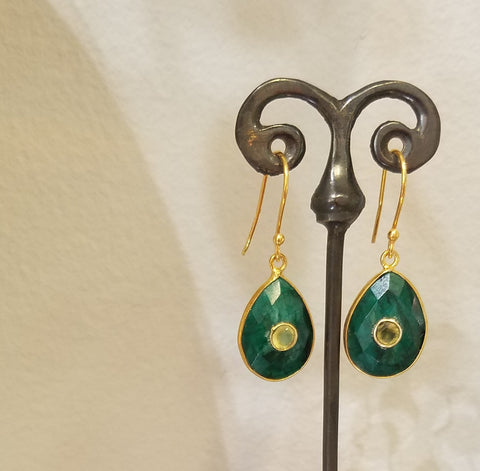 Green drop earrings