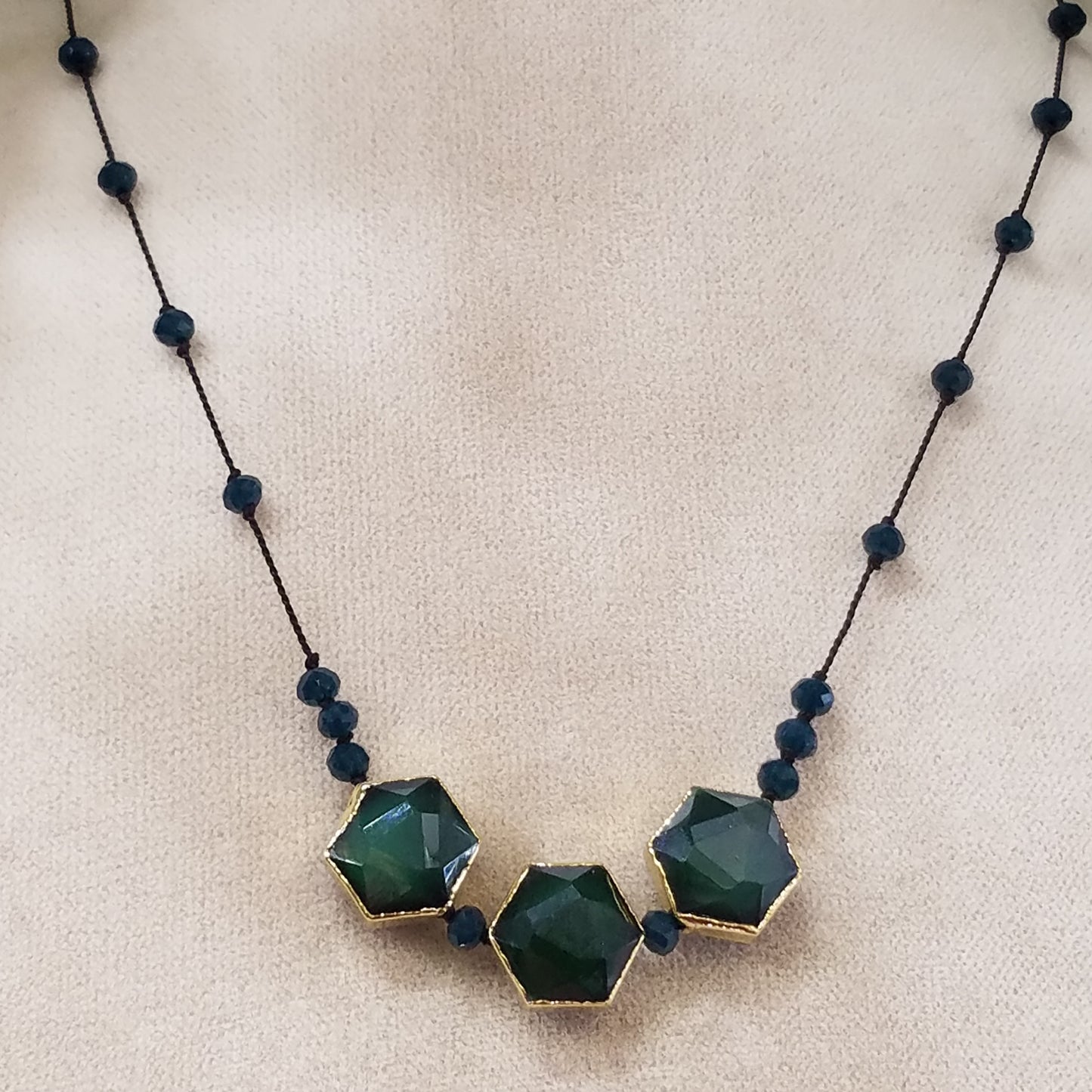 Midnight blue and green necklace