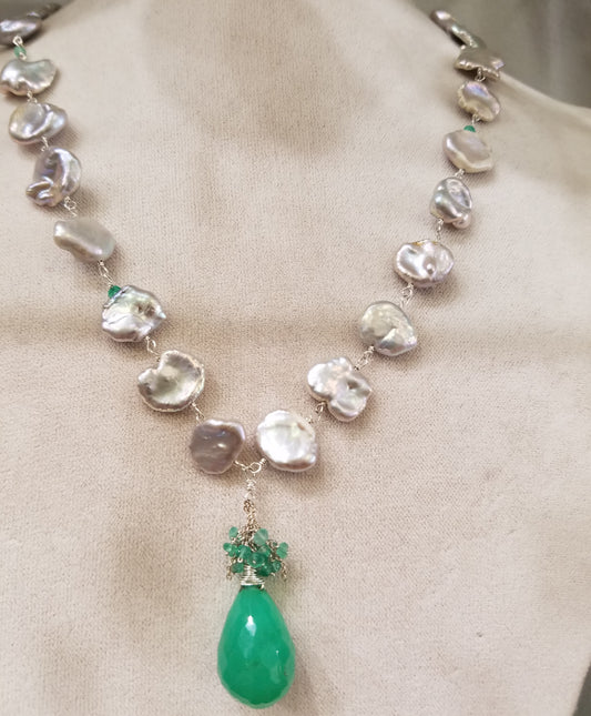 Chrysophrase Pearl necklace