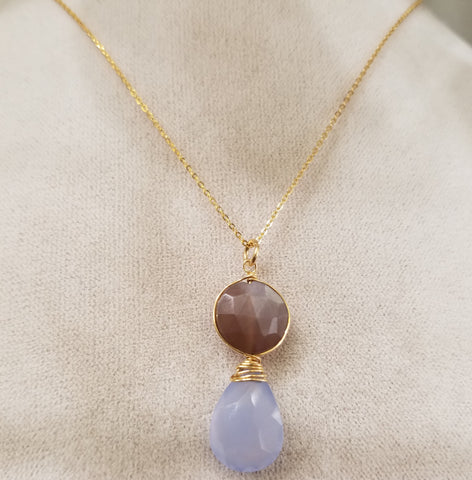 Chocklate Moonstone and Chalcedoney necklace