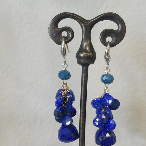 Iridescent blue night sky earrings