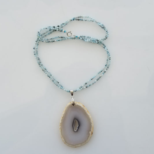 Aquamarine and Geode necklace