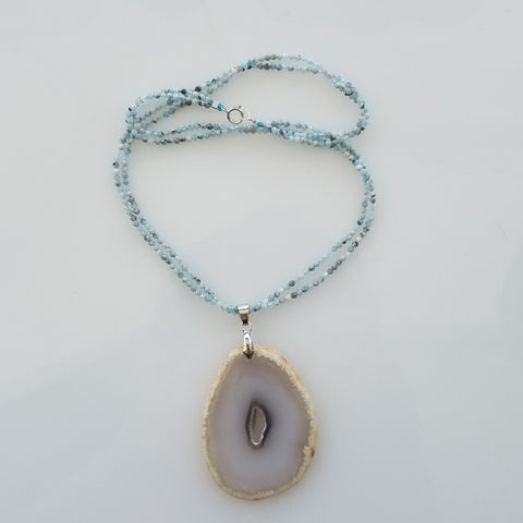 Aquamarine and Geode necklace