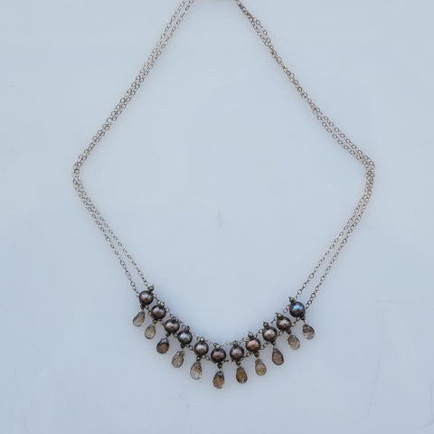Brown Pearl and Zircon necklace