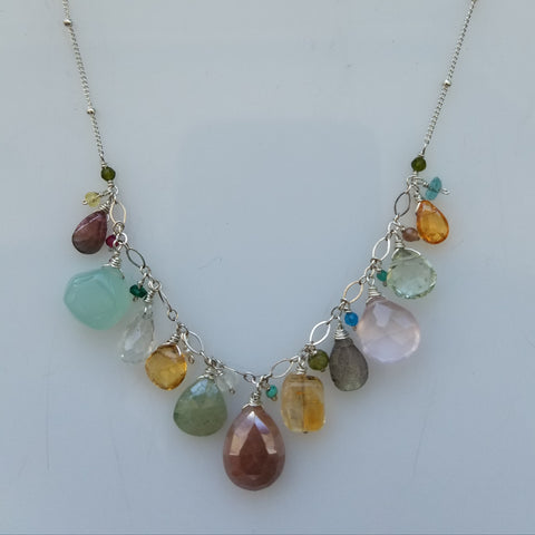 Multi-colored gem stone necklace