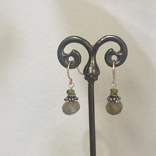 Tourmaline and labradorite earrings