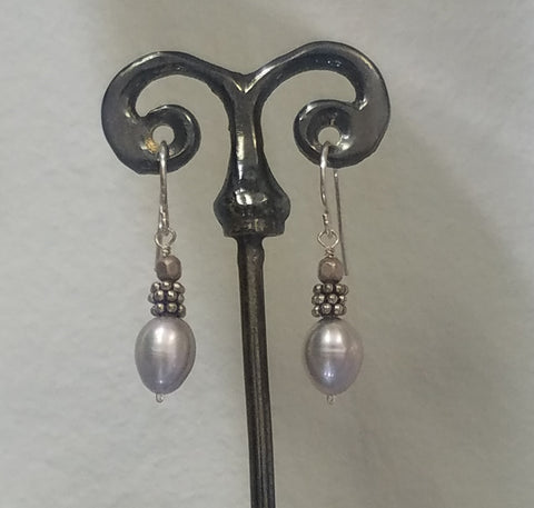 Silver pearl earrings