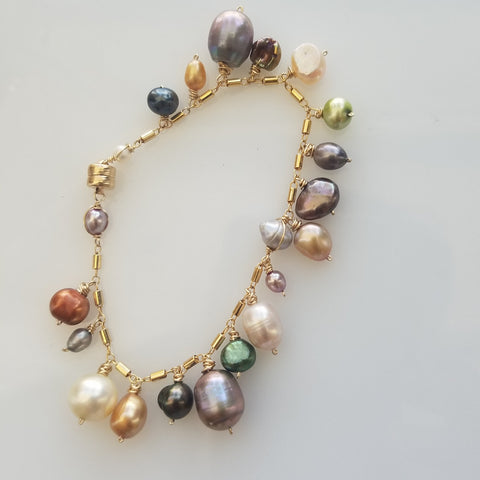 Pearl charms bracelet