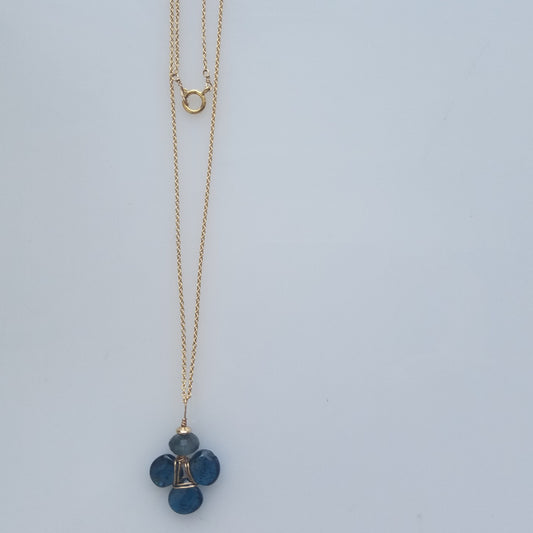 Blue Kyanite clover necklace