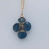 Blue Kyanite clover necklace