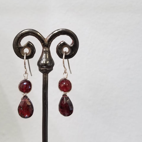 Double garnet earrings