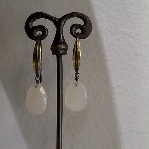 Two tone moonstone earrings