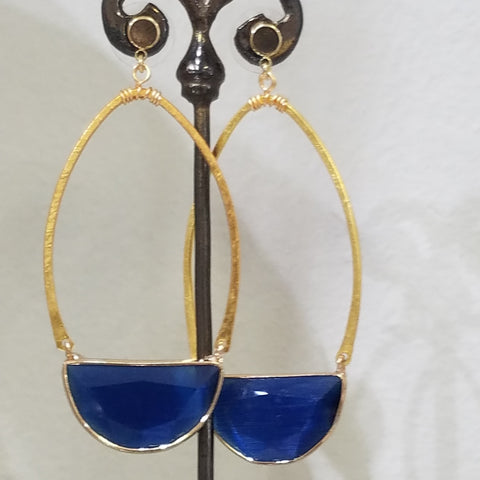 Half moon blue earrings
