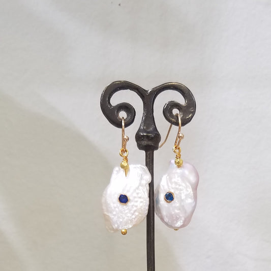 Blue dot earrings