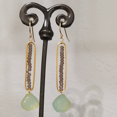 Chalcedoney and incased crystals earrings