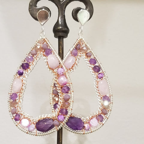 Pink and purple earrings
