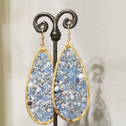Blue sky framed in gold earrings