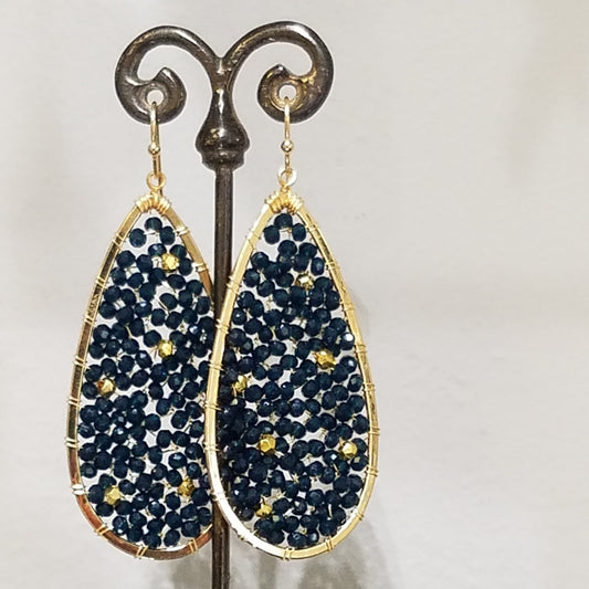 Night Sky framed in gold earrings