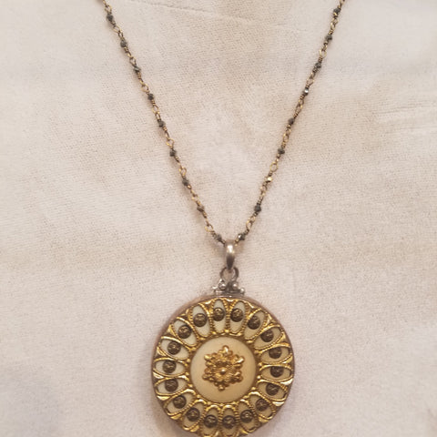 Gold Victorian button necklace