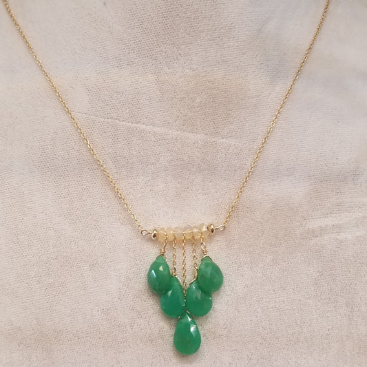 Five drops of Chrysoprase necklace