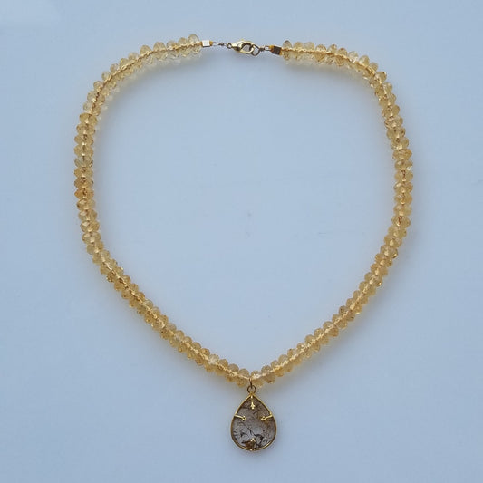 Citrin and Rutilated Quartz necklace