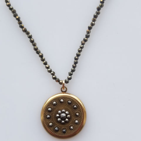 Victorian Button on Pyrite necklace