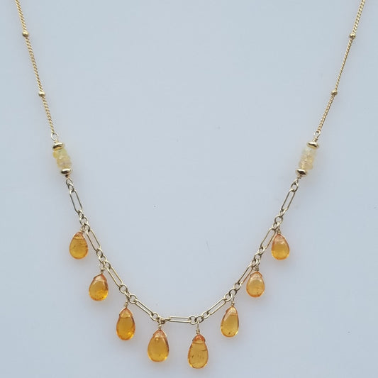 Mandarin Garnets drops necklace