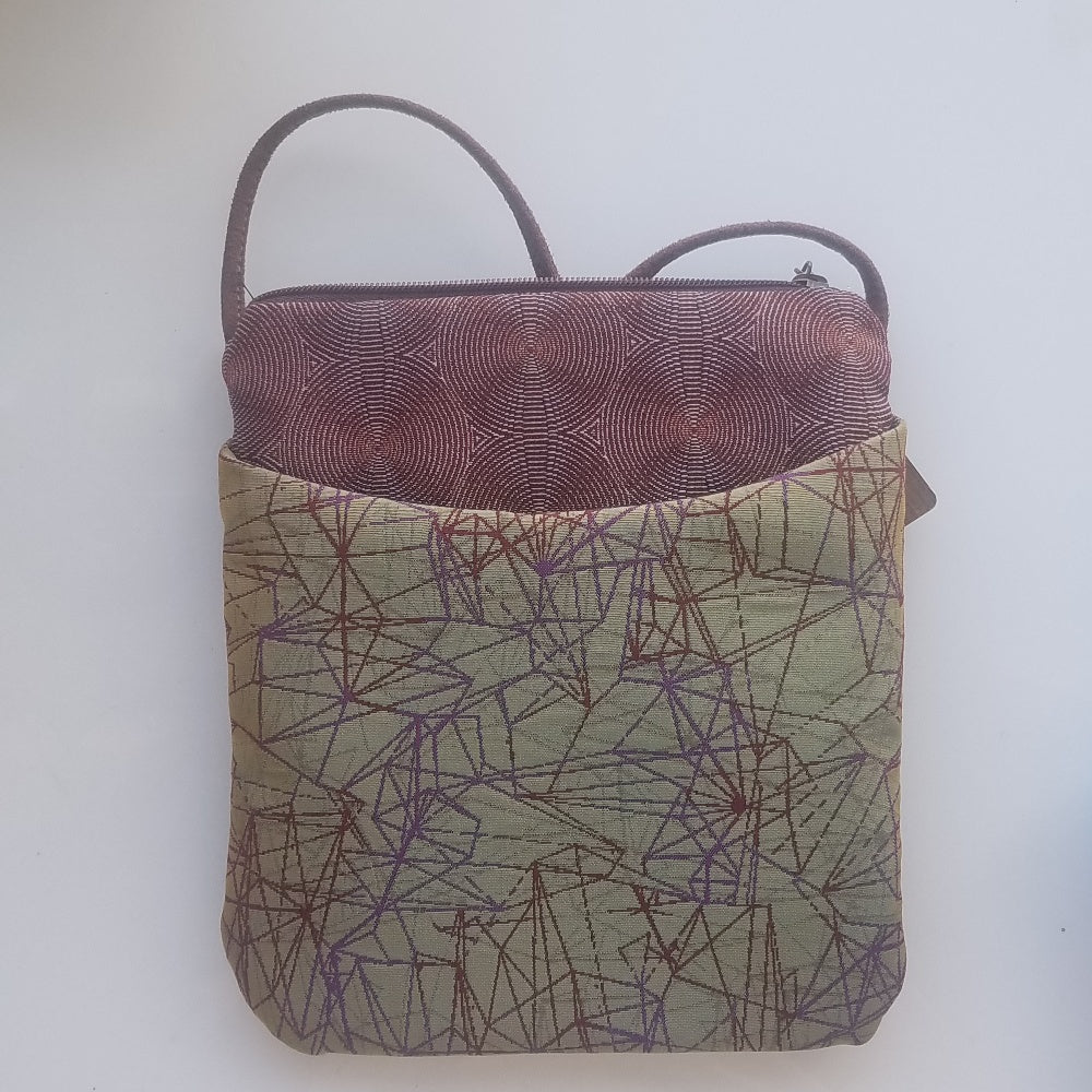 Vegan cross body hand bag green and red