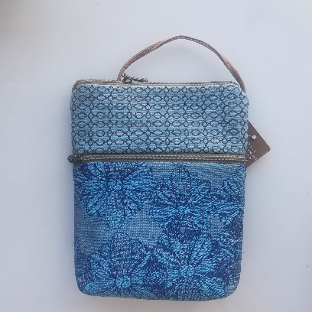 Vegan cross body hand bag in blue