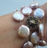 Pearl and Victorian button necklace/Bracelet