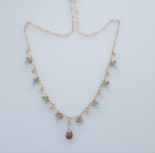 Blue Topaz and Zircon necklace