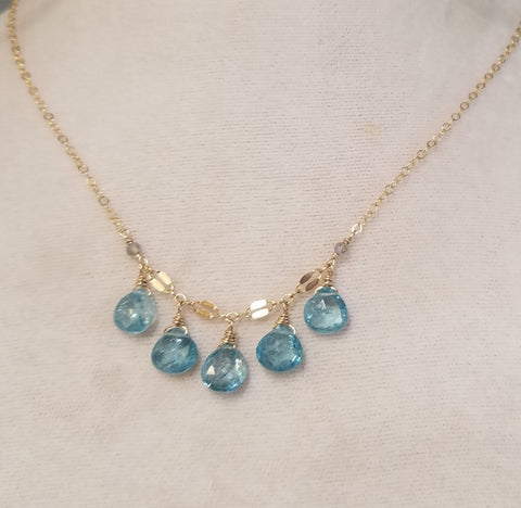 Five Blue Zircons necklace