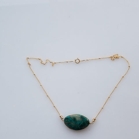 Chrysocolla gem necklace