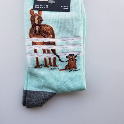 Light blue horse women socks