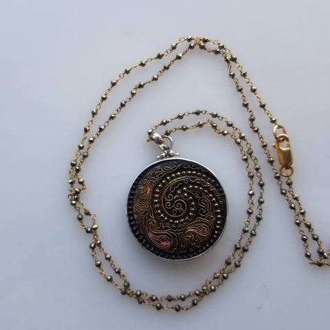 Paisley Victorian button necklace