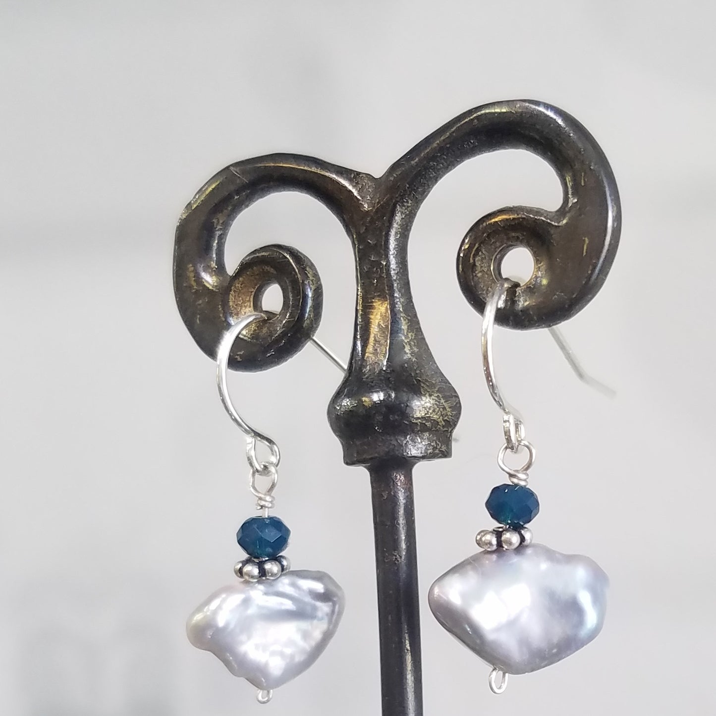 Silver pearl earrings