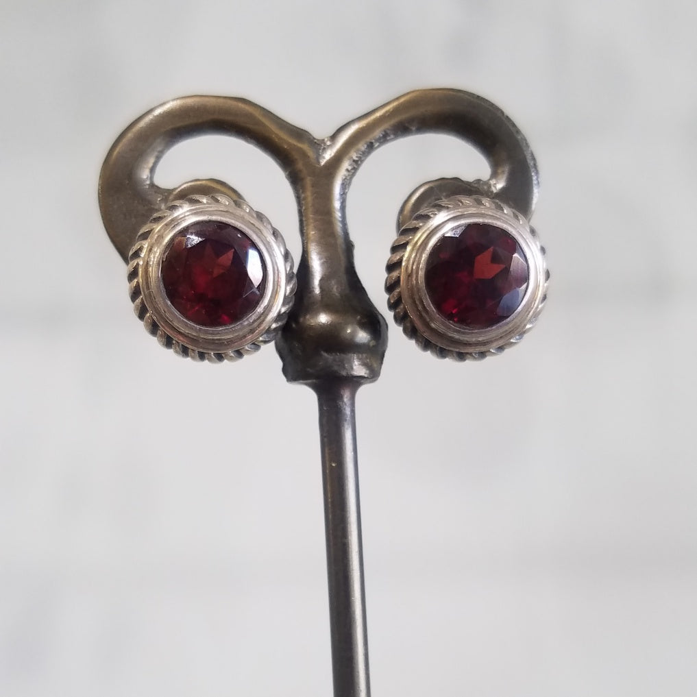 Garnet post earrings