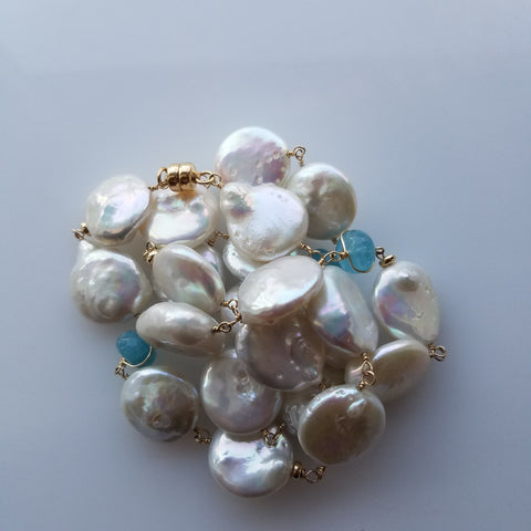 Aquamarine and pearls necklace