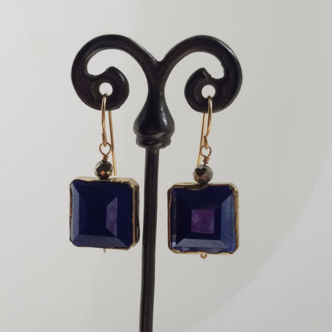 Cobalt blue square earrings