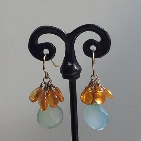 Chalcedoney and Mandarine Garnet earrings
