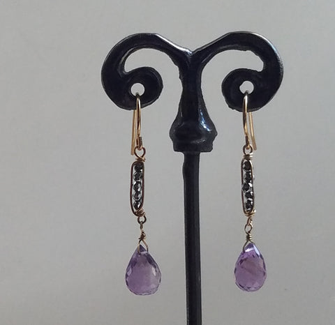 Silver lining and Amethyst earrings