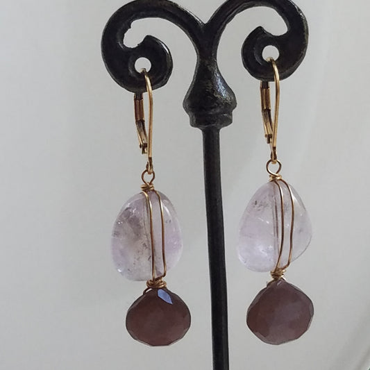 Chocolate Moonstone earrings