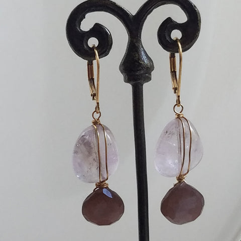Chocolate Moonstone earrings