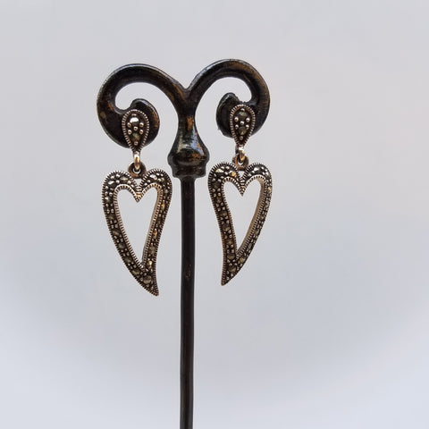 Markasite heart earrings