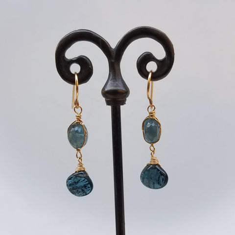 Aquamarine and Kyanite earrings